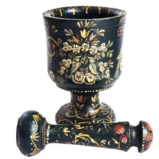 Wooden Mortar and Pestle Traditional Hindeloopen Dutch Folk Art Painting