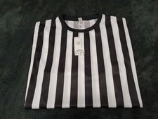 NEW: MATO & HASH Referee Black & White Crew Uniform S/S Jersey Shirt SZ L