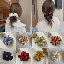 Lady Large Hair Scrunchies Satin Ponytail Holder Elastic Hairband Strong Bobbles