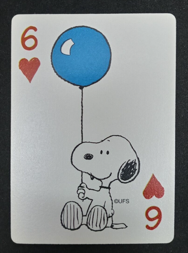 1999 Hoyle Peanuts 50 Celebration Snoopy Playing Card 6 Hearts - Picture 1 of 2