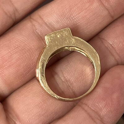 14k Yellow Gold Ring Huge Cz Diamonds Size Stamped And Tested