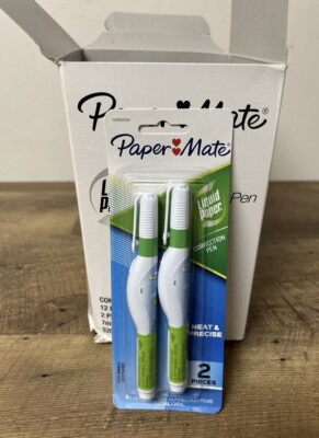 2 New Papermate LIQUID PAPER White Out Correction PEN Fast Dry Precision Tip