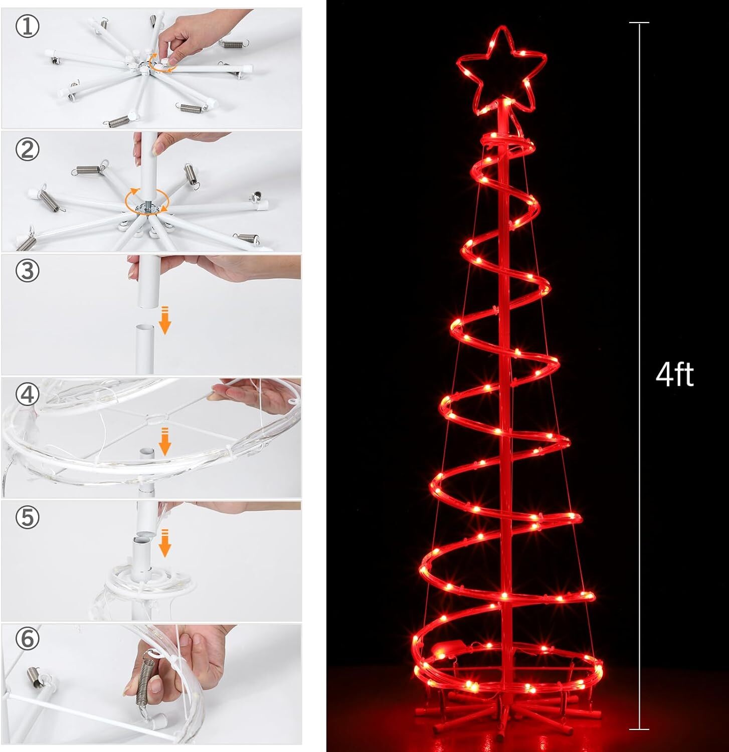 4ft Outdoor Spiral Christmas Tree LED Lighted Artificial Tree Yard