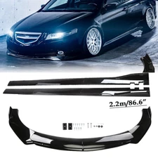 Front Bumper Lip Spoiler Splitter Side Skirt For Acura TSX Glossy Black Body Kit