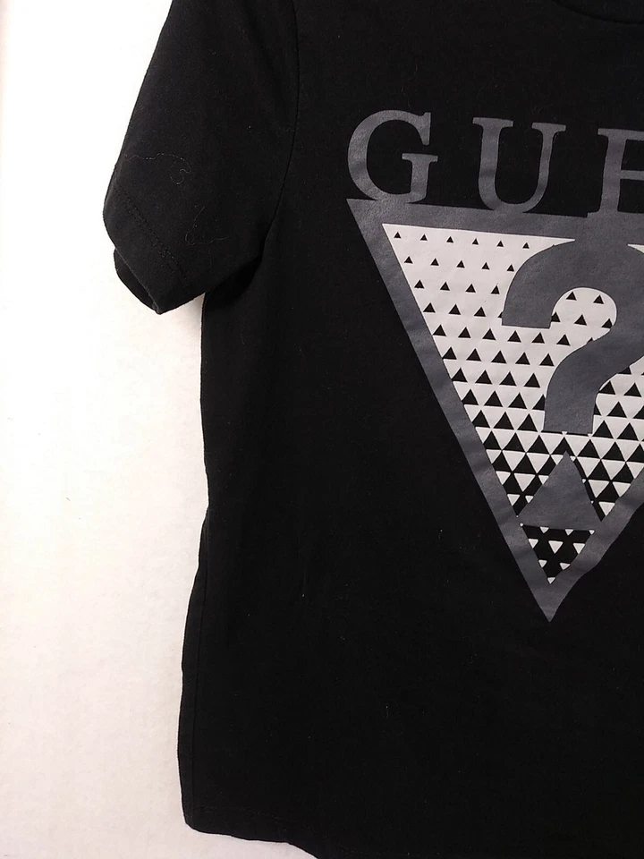 Guess Jeans Boys Youth Med(12-14) T Shirt Black Spell Out Logo - Image 2 of 4