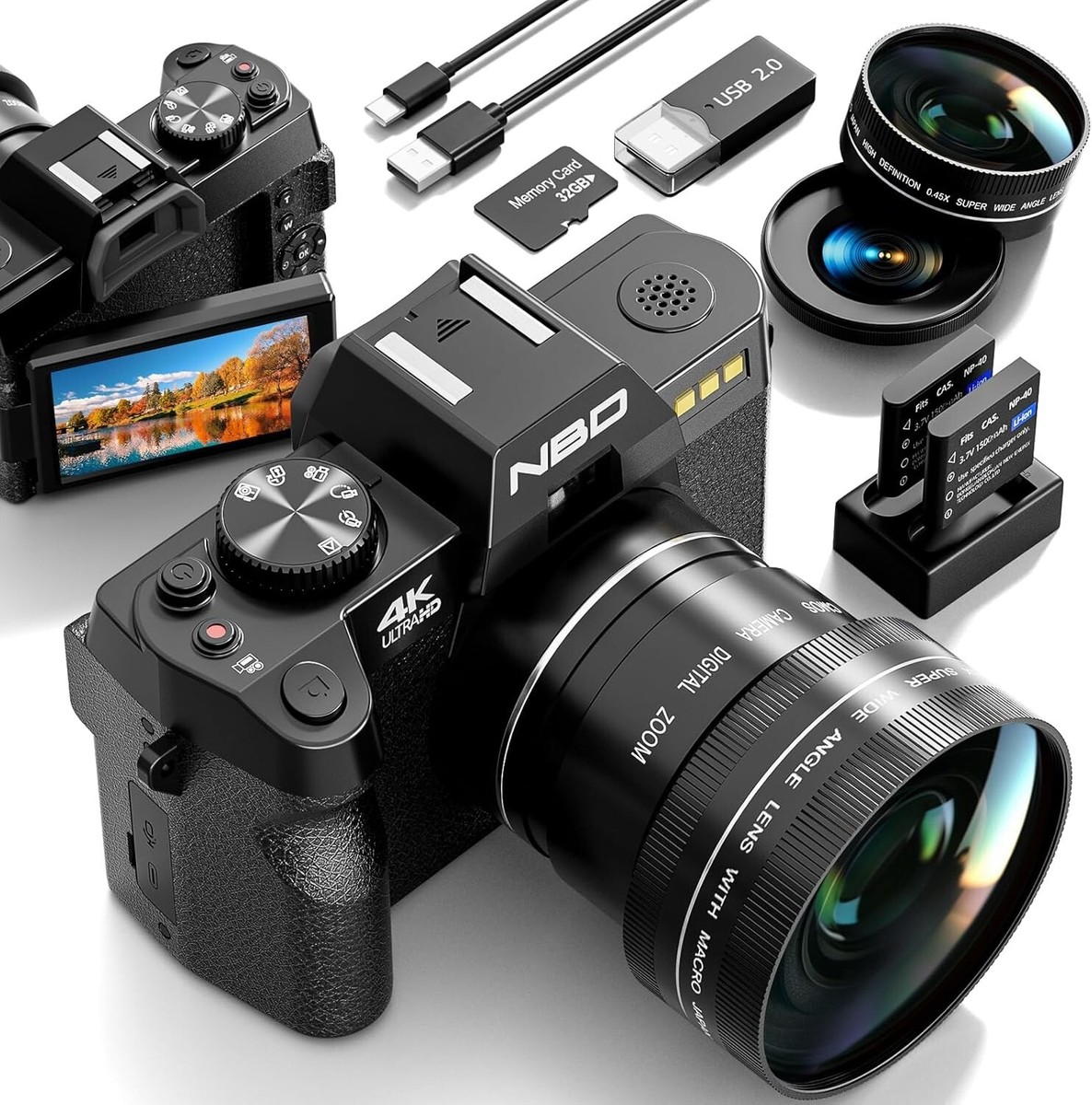 4K Digital Cameras 48MP 60FPS Video Camera WiFi App Control for  Photography