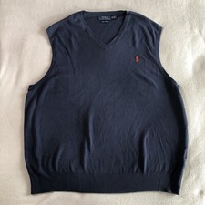 Polo Ralph Lauren Men  s 2XL V-neck Sleeveless Sweater Vest Golf Pima Cotton Blue
