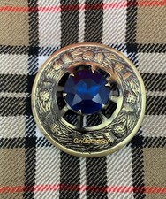 Kilt Fly Plaid Brooch Thistle Design Blue Stone Highland Kilt Antique Brooches