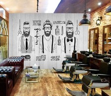 3D Gray B323 Hair Cut Barber Shop Wallpaper Wall Mural Self-adhesive Vera 23