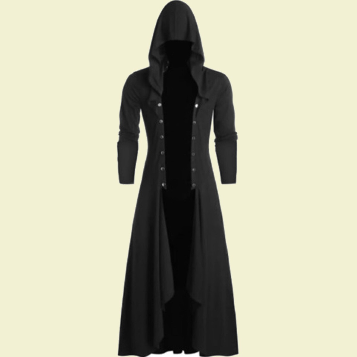 Mens Steampunk Hooded Wind Coat Retro Gothic Wizard Cloak