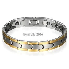 12MM Men Magnetic Link Chain Stainless Steel Bracelet w Free Link Removal Tool