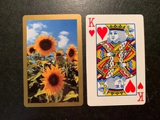 Swap Card Sunflowers  KING OF HEARTS  Congress Cel U Tone Finish Gold Border