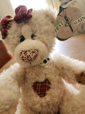 First and Main Patchwork Patti Bear No. 1034 2004 Soft Plaid Heart