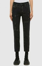  248 NWT DIESEL Sz25X30 D-JOY STUDDED HI-WAIST SLIM STRAIGHT STRETCH JEANS 009KJ