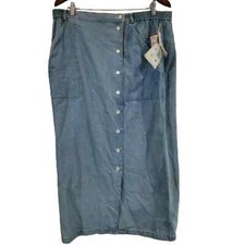 NWT Susan Bristol Vintage 90s's Denim Button Down Midi Skirt Size 16