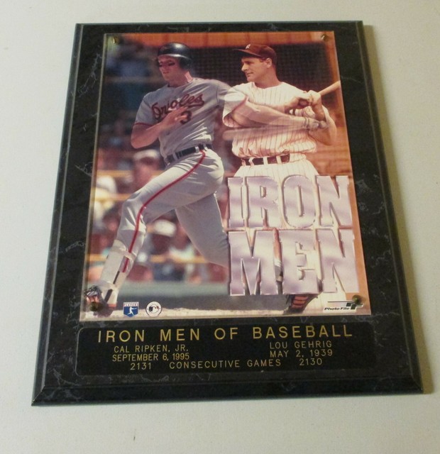 Lou Gehrig & Cal Ripken Jr 2131 Iron Men of Baseball framed plaque 13