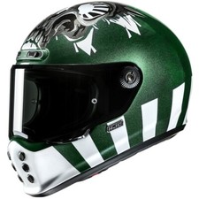 CASCO MOTO INTEGRALE VINTAGE FIBRA HJC V10 CRANIA MC4 VERDE BIANCO TG M