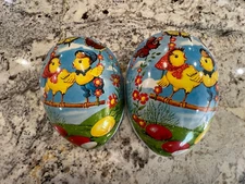 German Paper Mache Chicks On Swing Easter Candy Egg