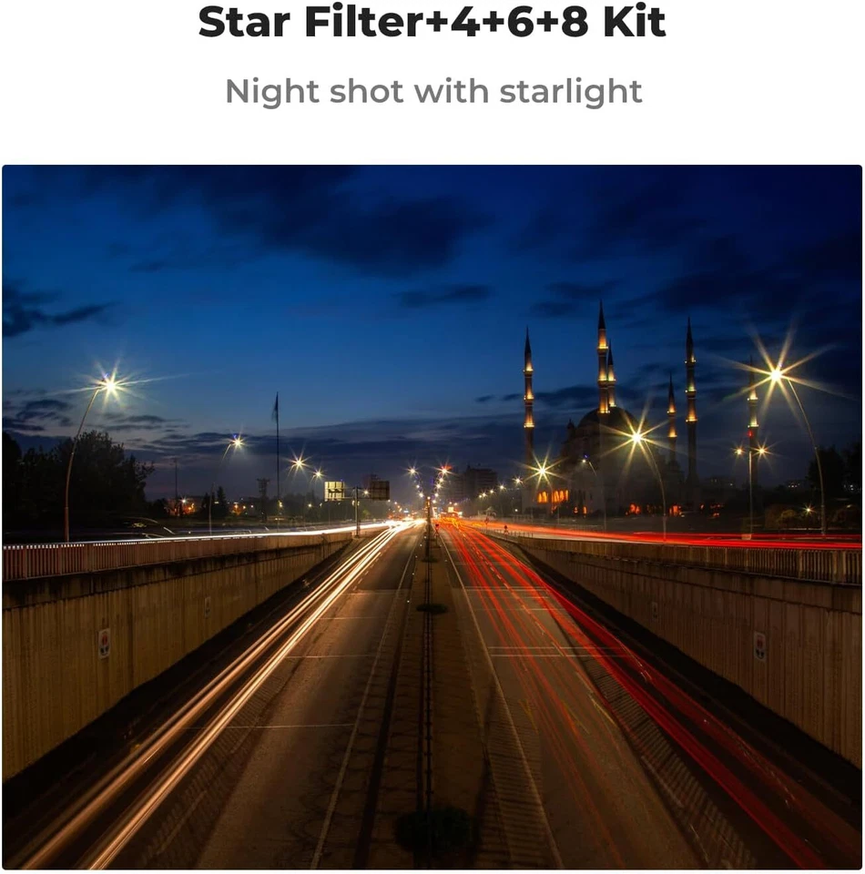 K&F Concept Star Filters 3pcs Set 4+6+8 Points Cross Screen Starburst Filter - Image 3 of 4