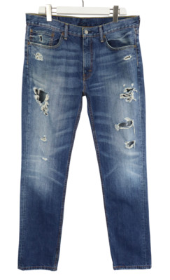 Levi's 511 Herrenjeans W36/L34 Distressed Blau Verblichen Whiskers Zip Fly