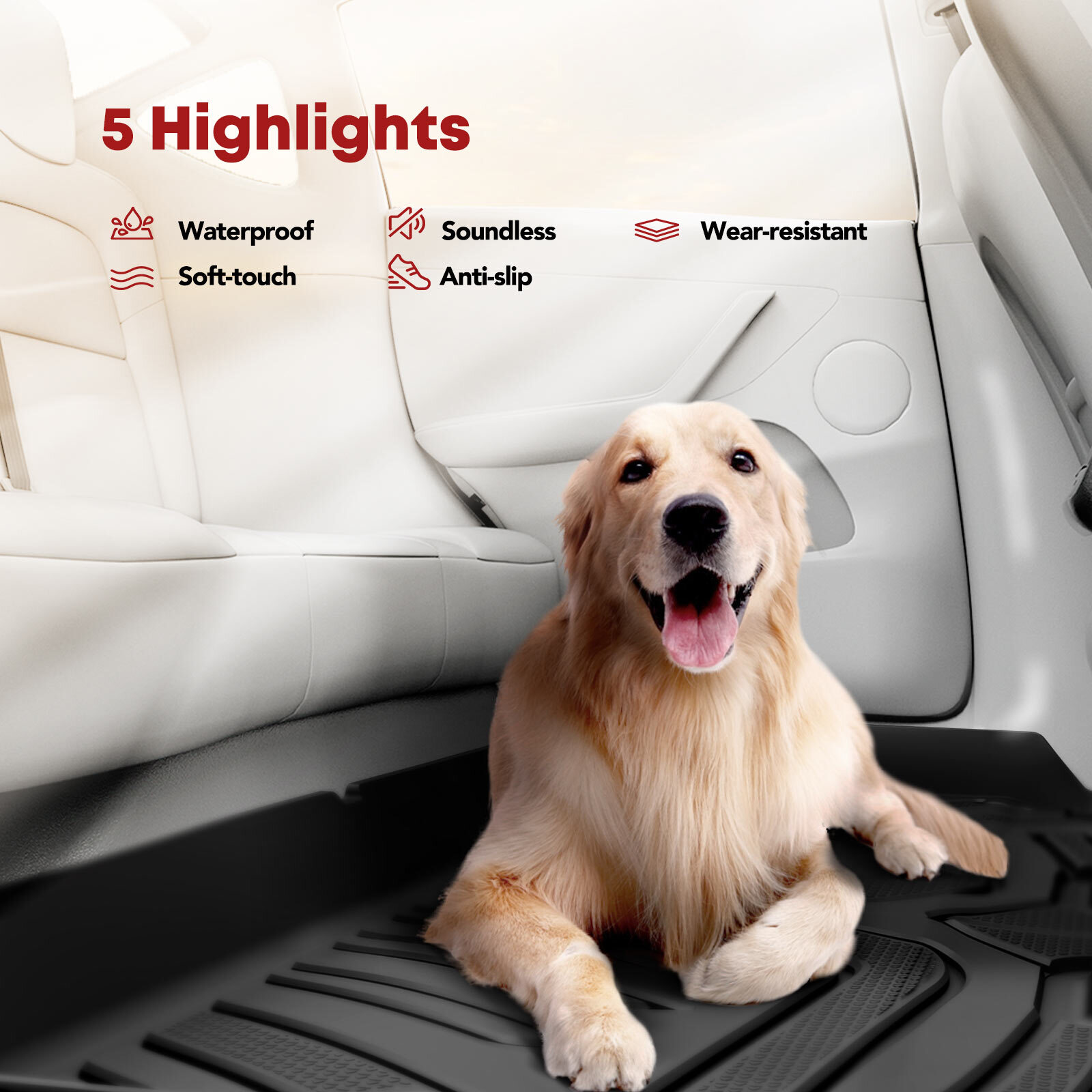 Rear Trunk Black Cargo Liner for Ford Expedition Lincoln Navigator 2007-2017 TPE