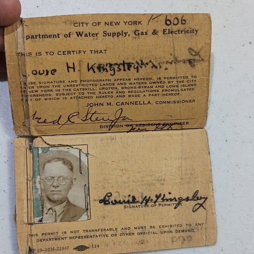 New York City Dept of Water Gas Electricity Fishing Permit w/ Photo ID Gilboa NY - 第 2/3 張圖片