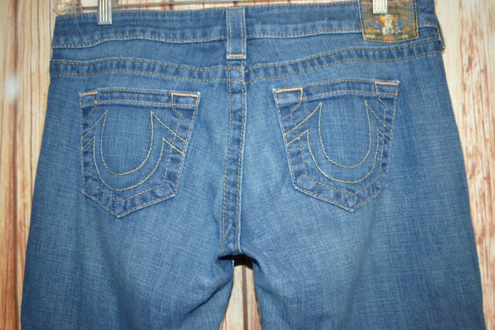 True Religion Women's Straight No Pocket Flaps Blue Denim Jeans Sz 32x30 thumbnail 7