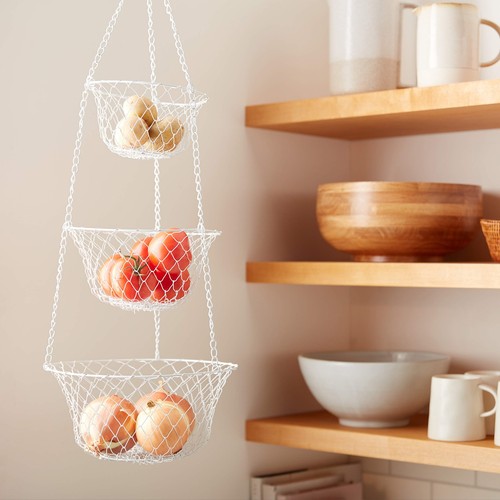 Fox Run White 3-Tier Kitchen Hanging Fruit Baskets, 32 Inches - Picture 6 of 6