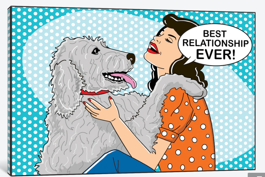 Modern Pop Art  Dog Canvas Ptg Print Best Relationship Ever Woman
