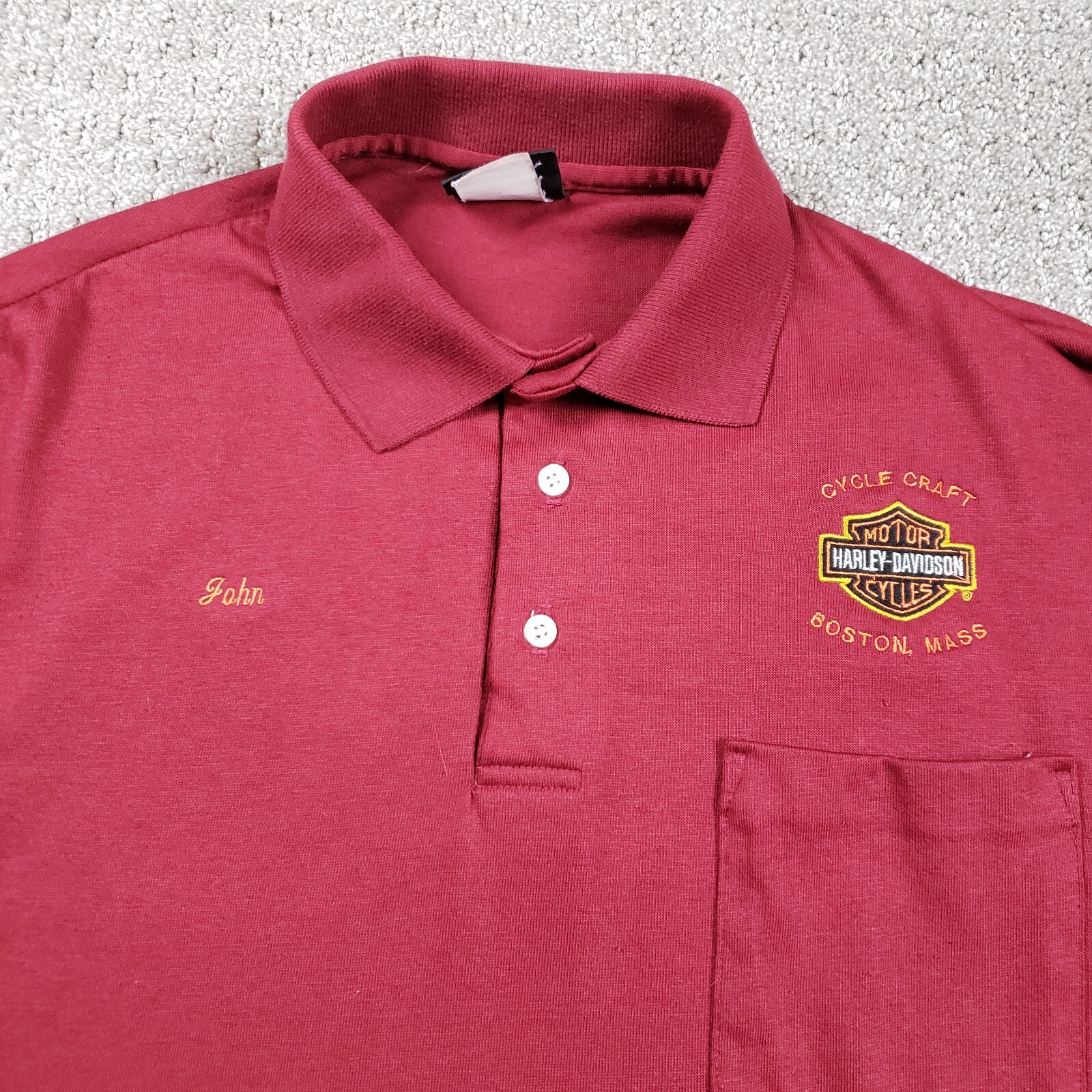 Vtg HARLEY DAVIDSON Polo Shirt Mens 2XL Red Single Stitch Employee Uniform US