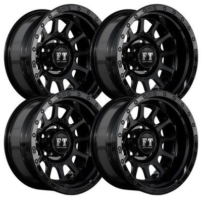 (Set-4) Full Throttle FT5092 15x10 5x139.7 Gloss Black -44mm Wheels Rims 15 Inch