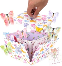Flying Butterfly Explosion Gift Box, Pop Out Surprise Gift Box with Card, DIY Ex