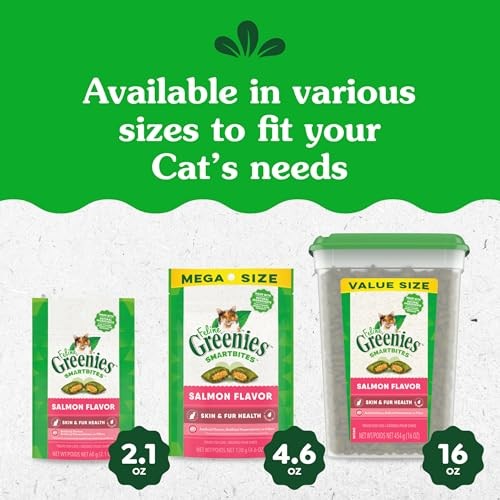 Feline Greenies Smartbites Salmon Treats for Cats Skin and Fur Care 1 Pound - Picture 13 of 13