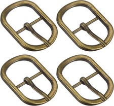 uxcell Metal Roller Buckle, 4Pcs Single Prong Belt Buckle Oval 1 Inch, Brass