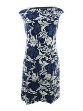 Lauren Ralph Lauren Women's Printed Cocktail Mini Dress (4, Navy/Silver)