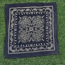 Vintage Navy Blue Paisley Bandana 20x20" All Cotton Fast Color Americana Cowboy