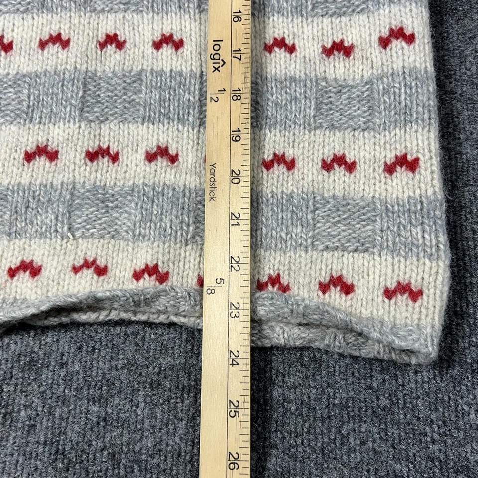 Suéter Vintage Eddie Bauer Para Mujer XS Gris Blanco Rojo Lana Cuello Simulado Pullover Años 90 Foto 4 de 4