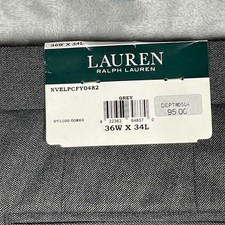 Lauren Ralph Lauren Mens Grey Dress Pants 36x34 Flat Front NVELPCFY0482 NEW