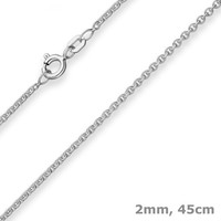 2Mm Rund-Ankerkette Goldkette Collier Halskette Aus 375 Gold WeißGold 45Cm