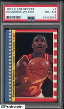 1987 Fleer Sticker Basketball #7 Dominique Wilkins Hawks HOF PSA 8 NM-MT