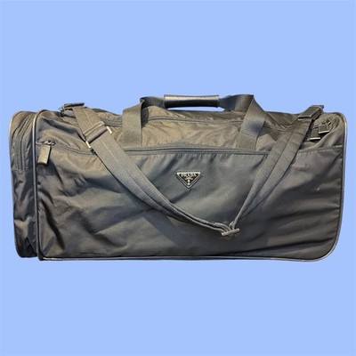 PRADA Vintage Authentic Black Nylon 26'' Rolling Duffle Bag w/ Telescopic Handle
