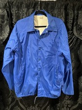 Vintage Jerzees By Russell Windbreaker Snap Closure Jacket Unisex Size XL Blue