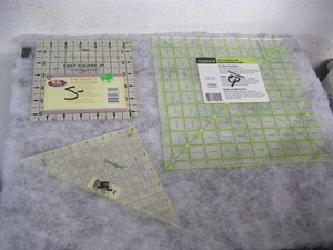 New 3 acrylic rulers rotary cutting/quilting 2 Omnigrip 10.5 & 6.5 & triangle