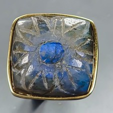 Handmade 28 ct+ Natural Labradorite Ring 925 Sterling Silver Size 7.5 /R439585