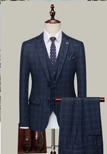 Danz wear Men's 3-Piece British Plaid Suit –Wedding | Business | Formal | Spring