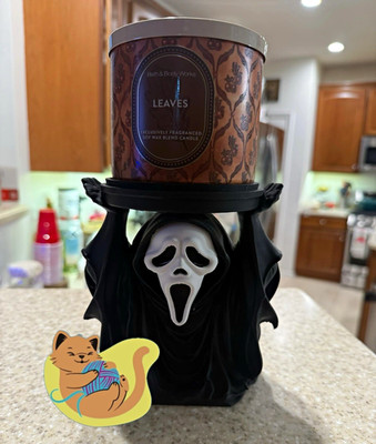 Bath & Body Works Halloween Ghostface 3-Wick Candle Holder Matte Black/White