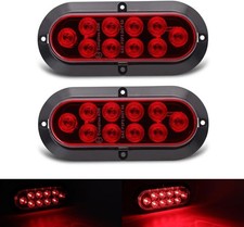 6" Oval Red LED Trailer Tail Light Surface Mount 10 LED Waterproof Stop Bra