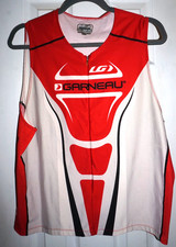 Louis Garneau Triathlon Top Red White Sleeveless Half Zip Men's 3XL