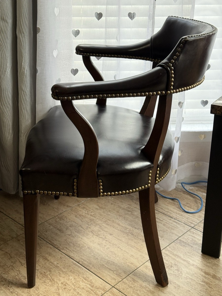 Vintage Hickory Chair Co Mahogany Federal Style Brass Tacked