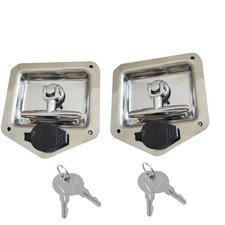 2Pcs T Handle Latch Rv Truck Door Tool Box Lock with Keys Gasket Stainless St...